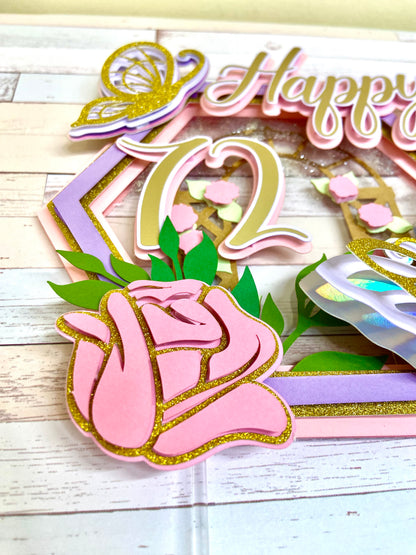 Handmade Butterfly Flower Garden Cake Topper/Birthday Cake Topper