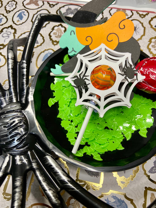 Handmade Halloween Lollipop Holder - Spider web