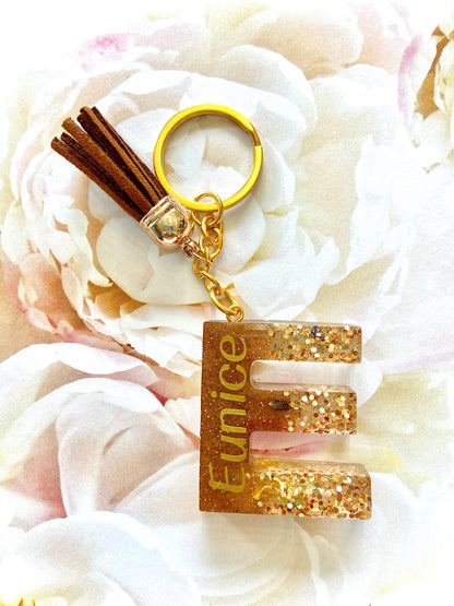 Glitter Flower Letter Keychain (with name)