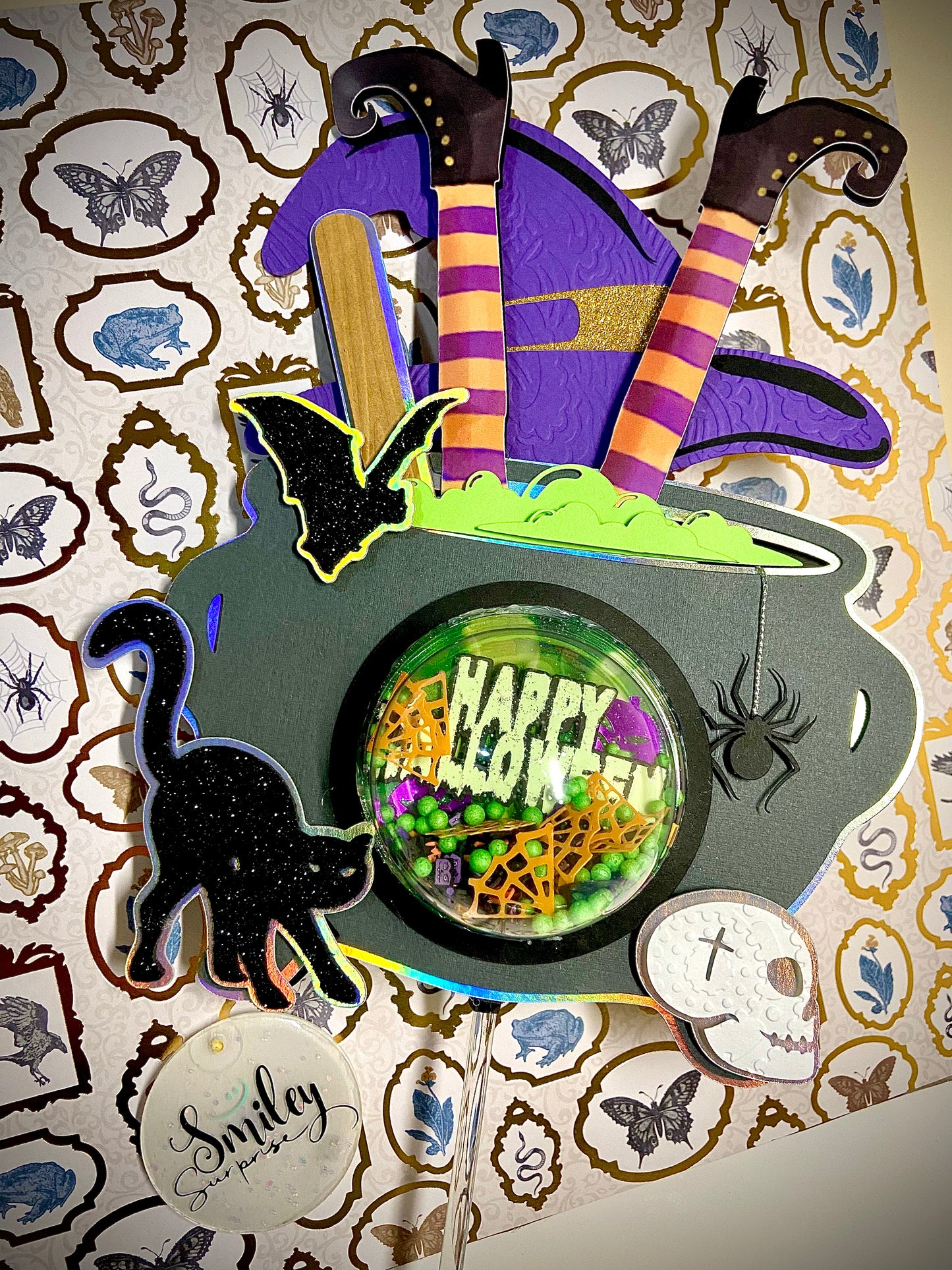 Handmade Halloween Glow-in-the-Dark Shaker Cake Topper/Birthday Cake Topper