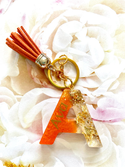 Glitter Flower Letter Keychain (with name)