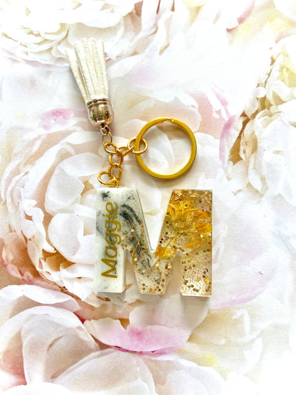 Glitter Flower Letter Keychain (with name)