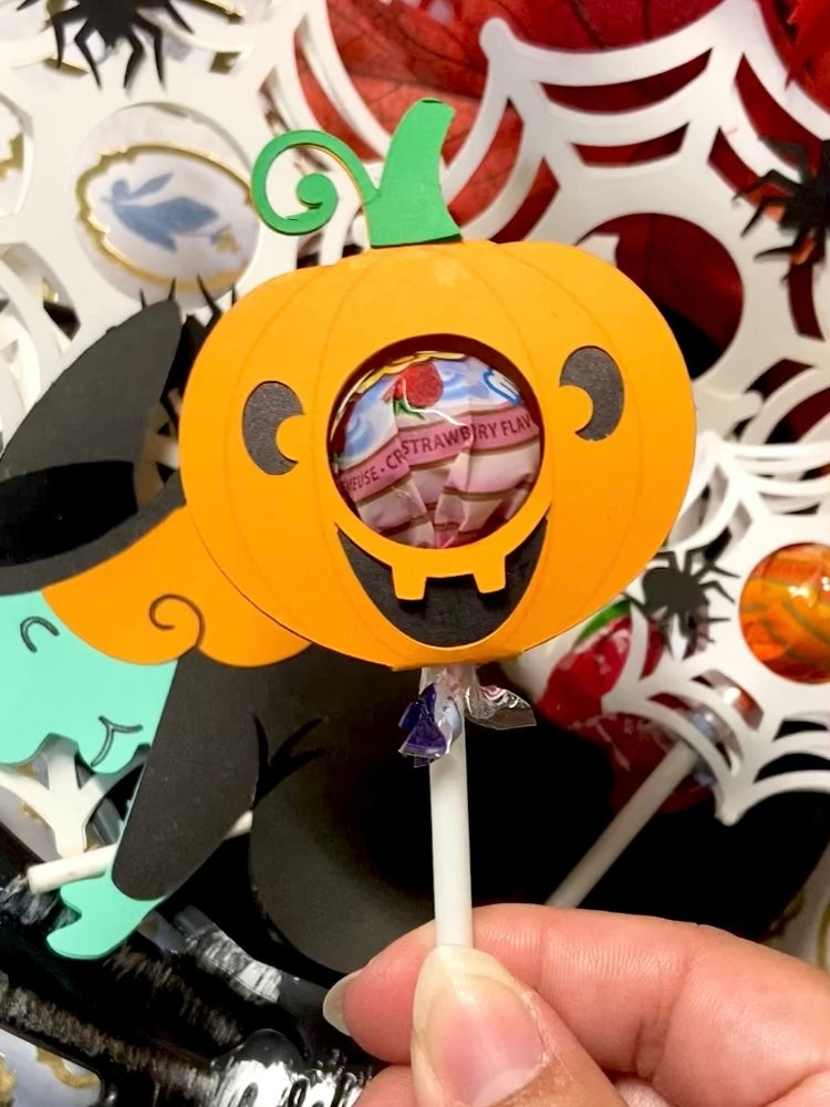 Handmade Halloween Lollipop Holder - Cauldron