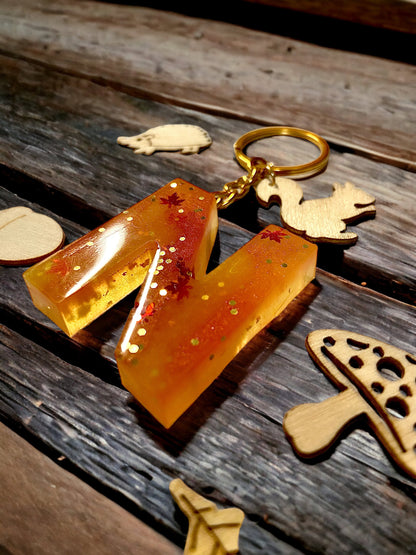 Fall Maple Leaves Letter Keychain (with name)