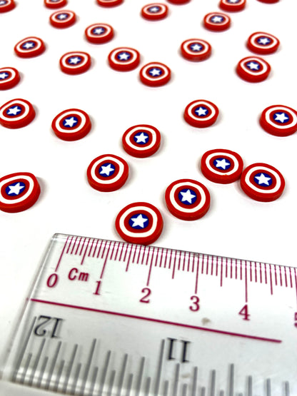 Captain America Shield Slices Polymer Clay Bead