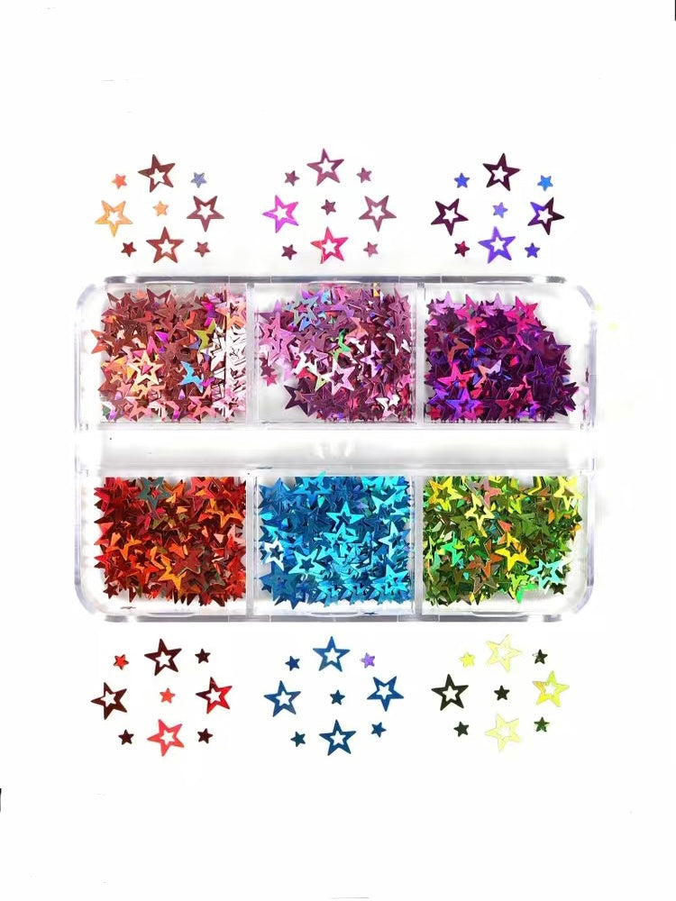 Holographic Double Star Shaped Shiny Confetti