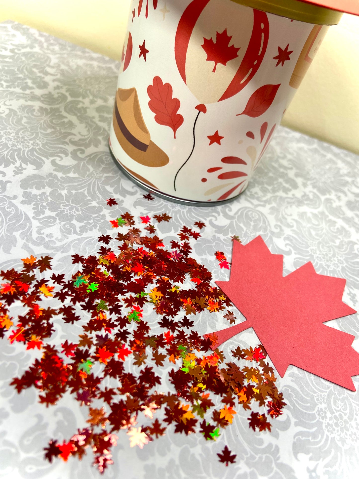 Holographic Maple Leaves Shiny Confetti