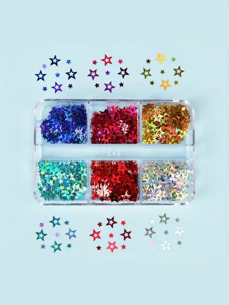 Holographic Double Star Shaped Shiny Confetti