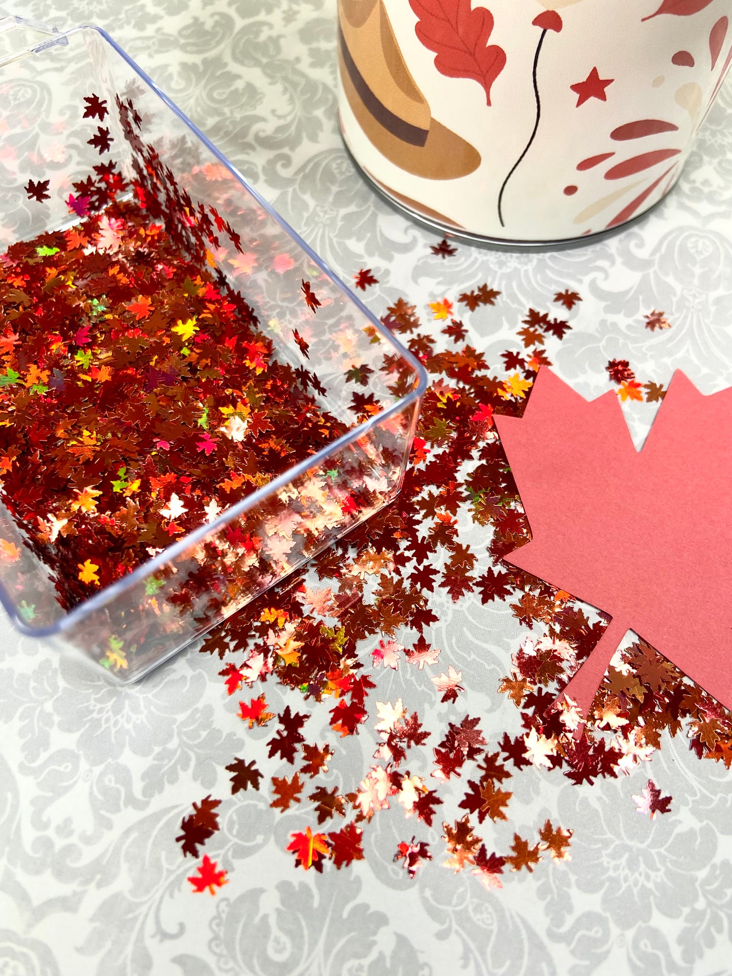 Holographic Maple Leaves Shiny Confetti