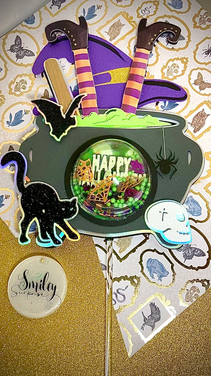 Handmade Halloween Glow-in-the-Dark Shaker Cake Topper/Birthday Cake Topper